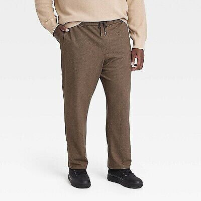 Men's Big & Tall Casual E-Waist Tapered Trousers - Goodfellow & Co Brown LT