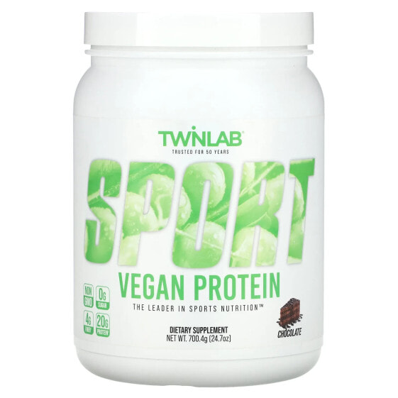Twinlab, Sport, веганский протеин, шоколад, 700,4 г (24,7 унции)