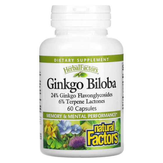 Травяной препарат Natural Factors Гинкго Билоба, 60 капсул