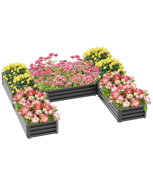 8 x 8' Raised Garden Bed Set, 5 Large Steel Flower Planters for Outdoor Plants, Easy Assembly for Vegetables, Herbs, Gray