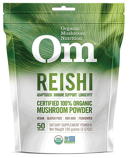 OM Reishi Mushroom Powder Органический безглютеновый порошок из грибов рейши для иммунной поддержки 100 г - 50 порций