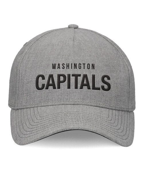 Men's Heather Gray Washington Capitals Elements A-Frame Leather Strapback Hat