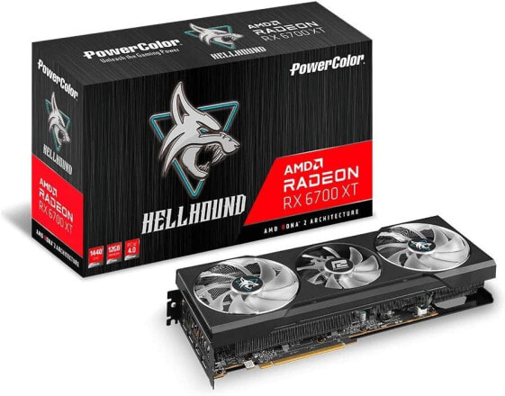 Видеокарта PowerColor Hellhound AMD Radeon RX 6700 XT Gaming Graphics Card with 12GB GDDR6 Memory, Powered by AMD RDNA 2, Raytracing, PCI Express 4.0, HDMI 2.1, AMD Infinity Cache