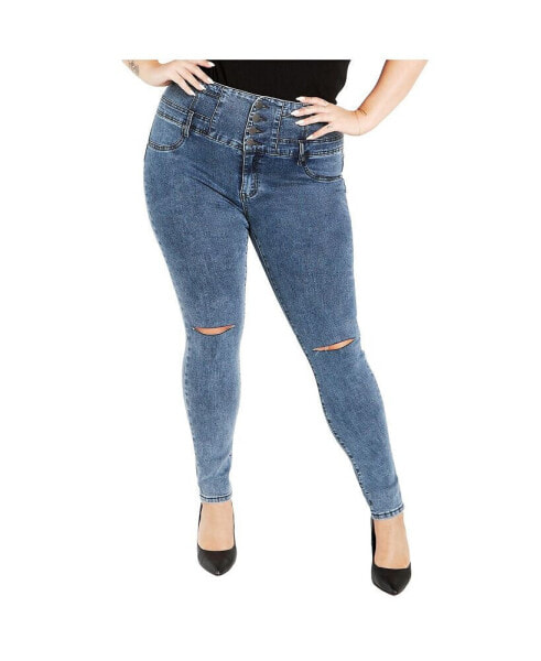 Plus Size Asha Slit Corset Skinny Jean