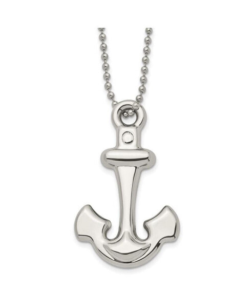 Chisel polished Hollow Anchor Pendant on a Ball Chain Necklace