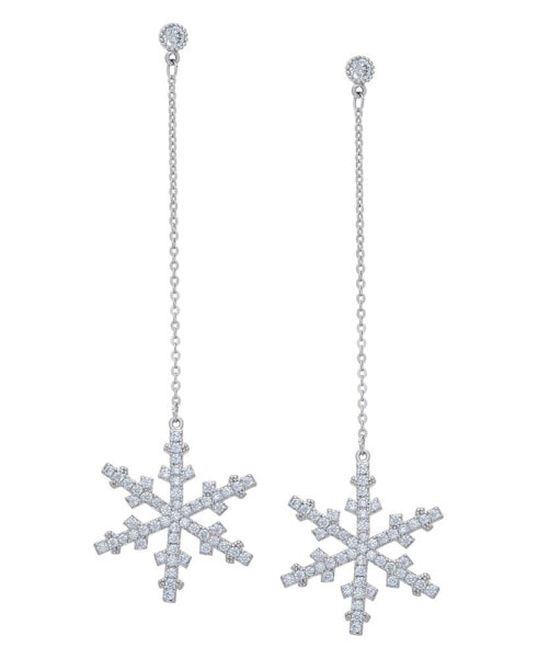 Cubic Zirconia Snowflake Drop Earrings