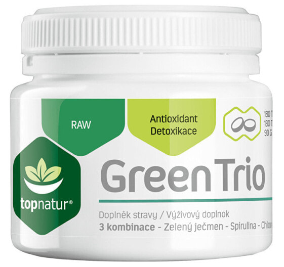 Topnatur GreenTrio Антиоксидантный и детоксицирующий комплекс с хлорелой, зеленым ячменем и спирулиной 180 таблеток