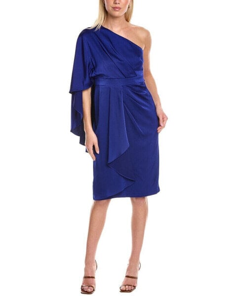 Aidan Mattox One-Shoulder Draped Dress Women's Blue 0