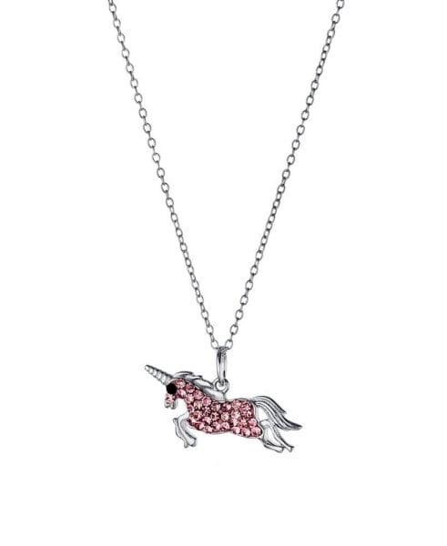 Crystal Unicorn Pendant Necklace (0.11 ct. t.w.) in Sterling Silver