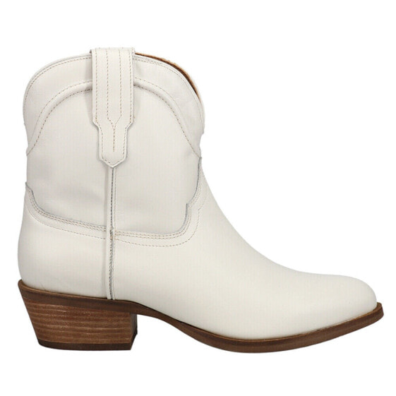 Dingo Saguaro Snip Toe Pull On Cowboy Booties Womens White Casual Boots DI825-WH