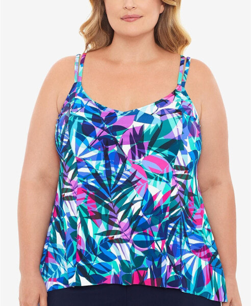 Swim Solutions 281907 Plus Size Princess-Seam High-Low Tankini Swimsuit Size 20W
