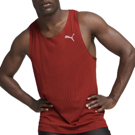 Puma Run Ultraspun Singlet Crew Neck Tank Top Mens Red Casual Athletic 52505763