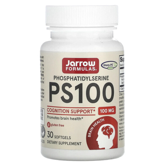 Витамин Улучшение памяти и работы мозга Jarrow Formulas PS 100, Фосфатидилсерин, 100 мг, 30 капсул