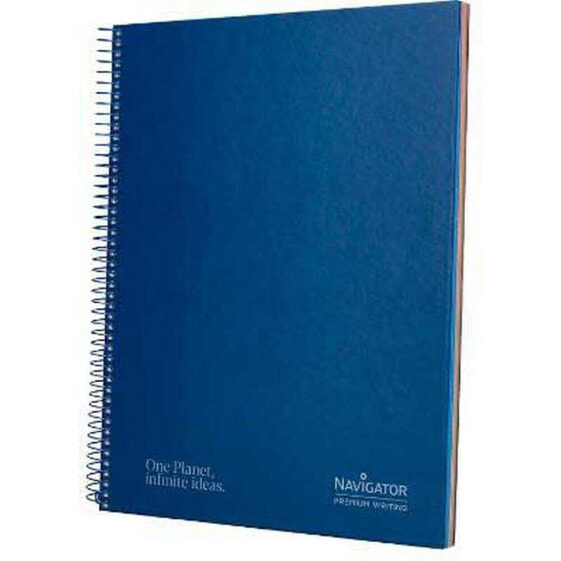 NAVIGATOR Spiral notebook A4 micro lined cover 120h 80gr square 5 mm 5 bands 4 holes marine
