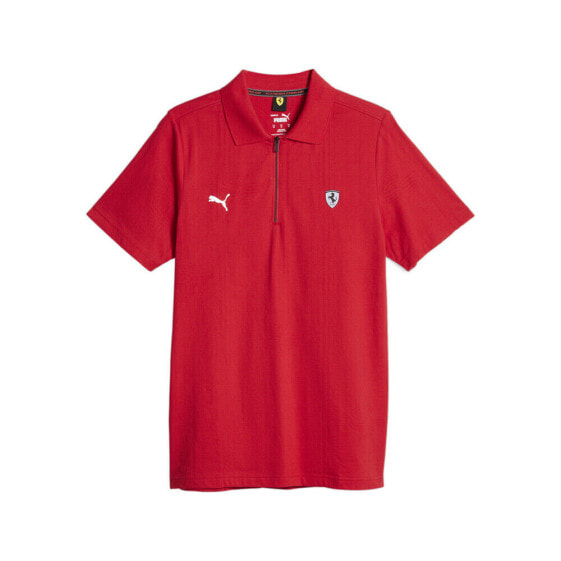 Puma Sf Style Jacquard Short Sleeve Polo Shirt Mens Red Casual 62098702