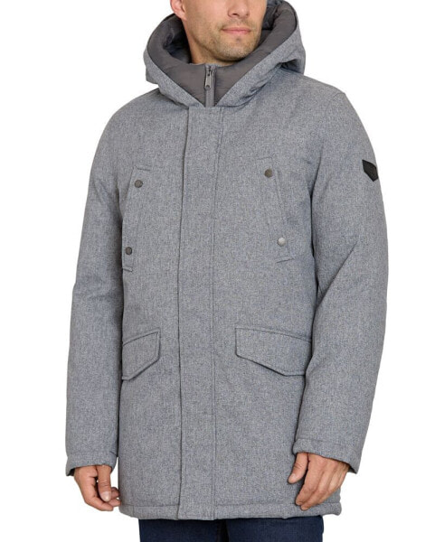 Men's Three-Quarter Hooded Parka Coat