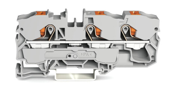 WAGO 2210-1301 - 3-Leiter-Durchgangsklemme mit Drücker 10 mm² grau