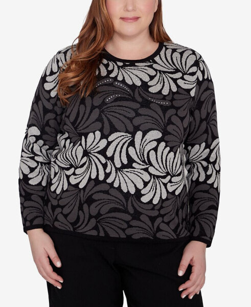 Plus Size Classic Geometric Ombre Scroll Top