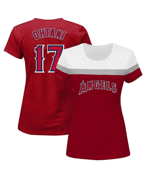 Women's Shohei Ohtani Red Los Angeles Angels Plus Size Player Split Body T-shirt