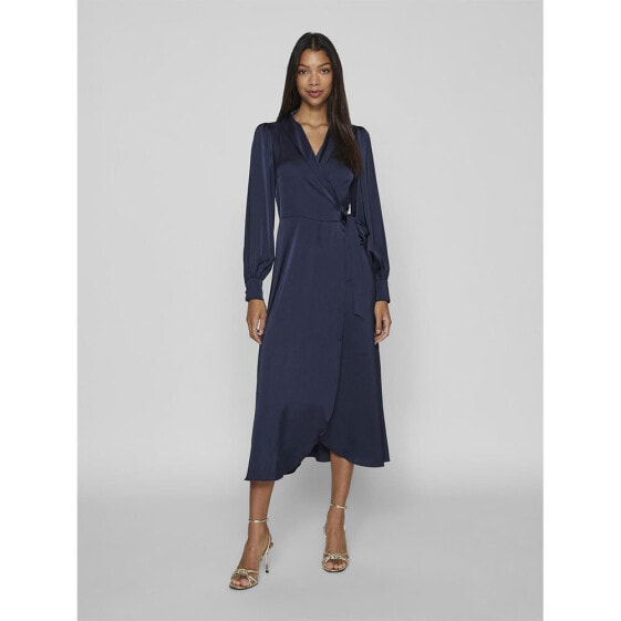 VILA Enna Ravenna Long Sleeve Midi Dress