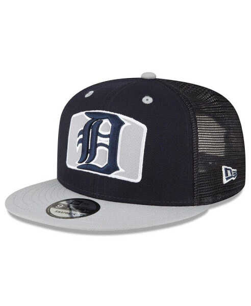 Men's Navy, Gray Detroit Tigers Logo Zoom Trucker 9FIFTY Snapback Hat