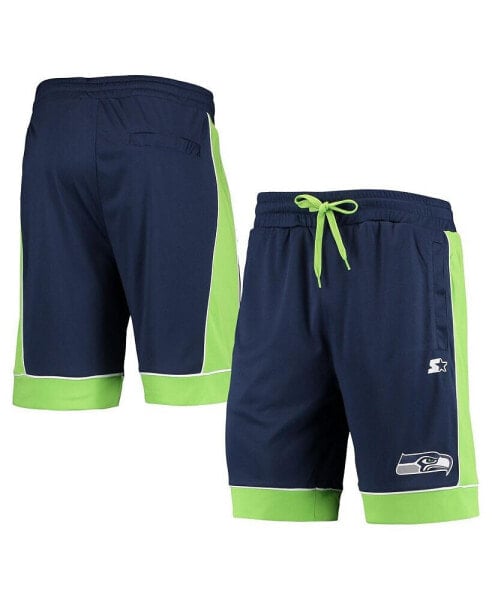Men's College Navy, Neon Green Seattle Seahawks Fan Favorite Fashion Shorts