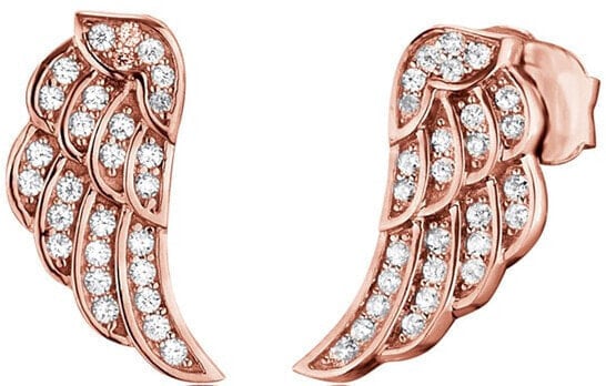 Pink Gilded Silver Earrings ERE-LILWING-ZSR Zirconia Wings