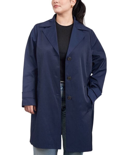 Women's Plus Size Single-Breasted Reefer Trench Coat, Created for Macy's