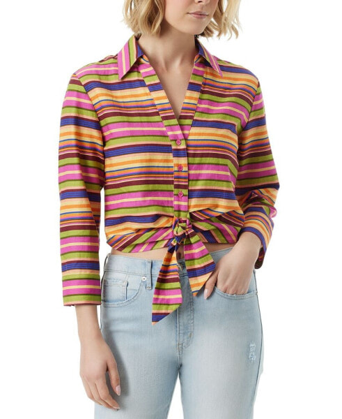 Women's Wisteria Tie-Front Collared Top