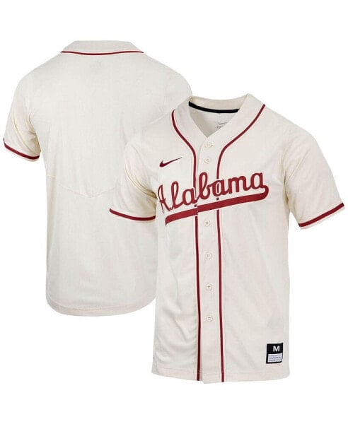 Men's Natural Alabama Crimson Tide Replica Full-Button Baseball Jersey