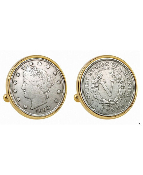 Запонки American Coin Treasures с монетой в оправе Liberty Nickel