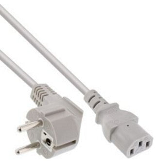 InLine power cable - CEE 7/7 angled / 3pin IEC C13 male - grey - 3m