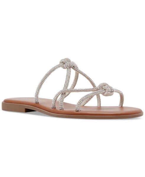 Twain Strappy Knotted Rhinestone Slide Sandals