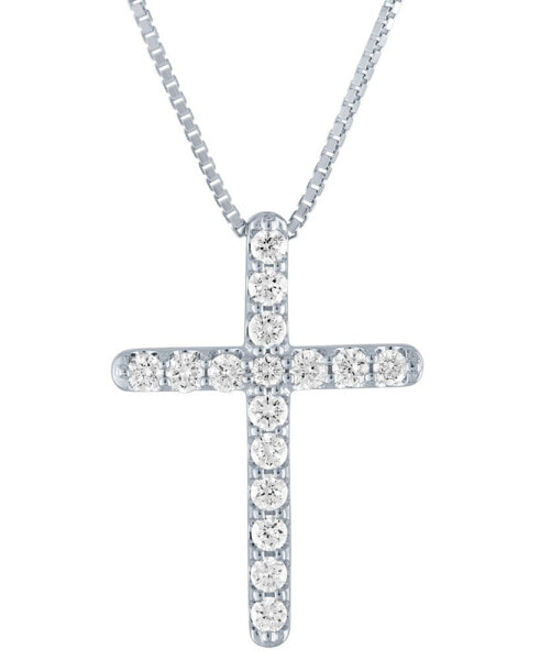 Lab Grown Diamond Cross Pendant Necklace (1/2 ct. t.w.) in Sterling Silver, 16" + 2" extender