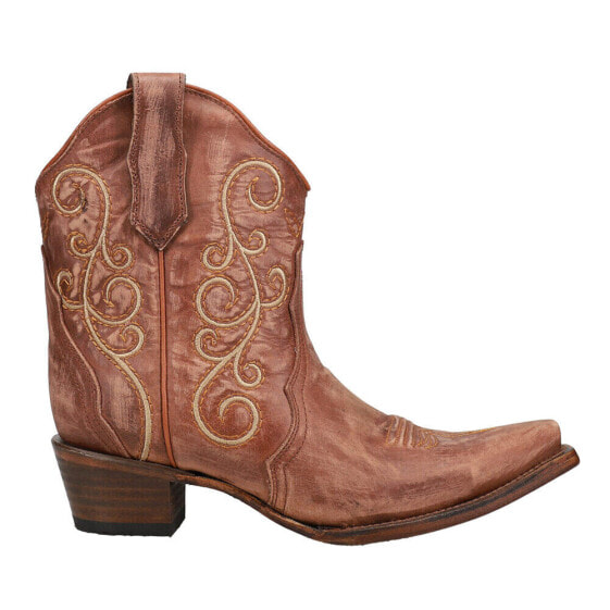 Circle G by Corral Ld Triad Embroidery Snip Toe Cowboy Booties Womens Brown Casu