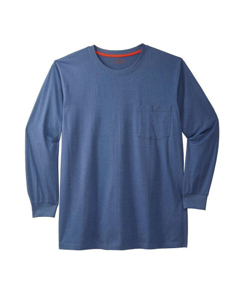 Big & Tall by KingSize Heavyweight Crewneck Long-Sleeve Pocket T-Shirt