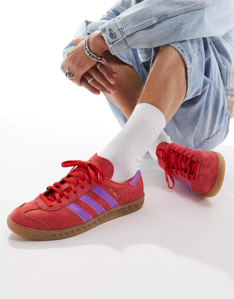 adidas Originals Hamburg trainers in red and purple