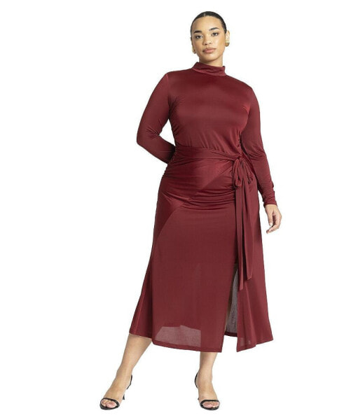 Plus Size Funnel Neck Midi Dress