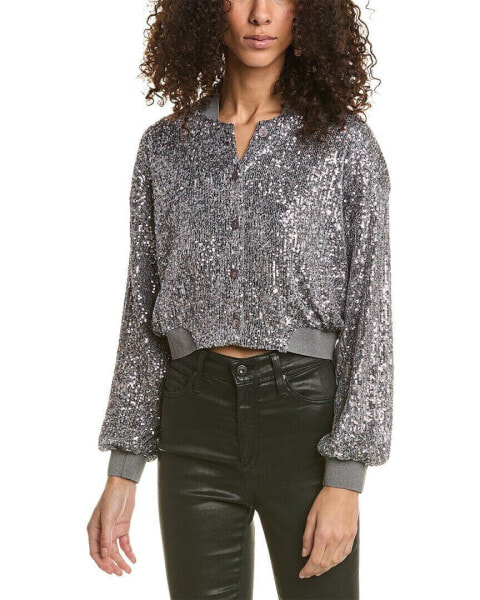 Dress Forum Sequin Bomber Jacket Women's Metallic S