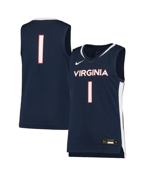 Big Boys #1 Navy Virginia Cavaliers Team Replica Basketball Jersey
