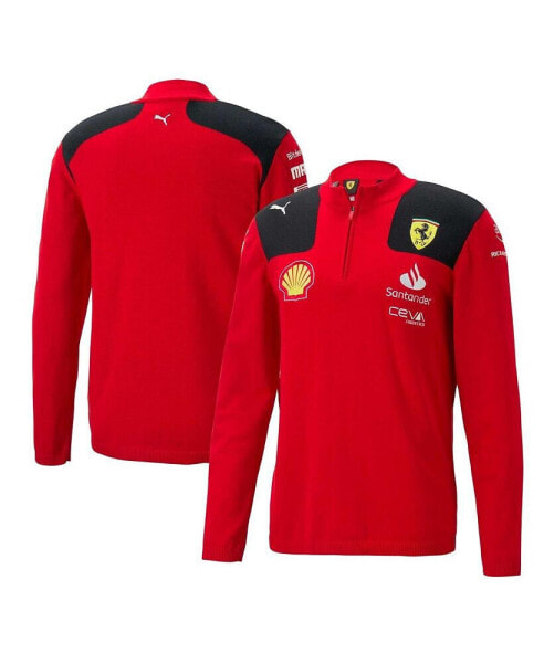 Men's Red Scuderia Ferrari Team Knit Half-Zip Jacket