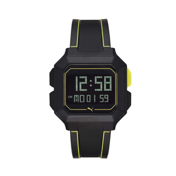 PUMA Men Remix Polyurethane Watch, Color: Black/Yellow (Model: P5024)