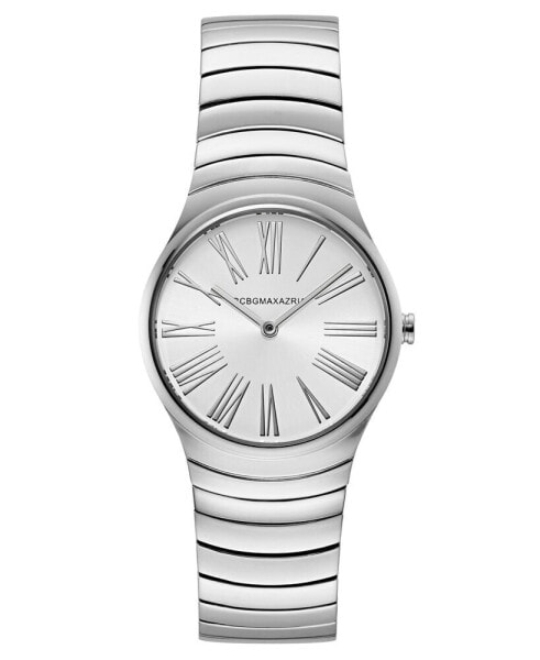 Ladies Round Silver Stainless Steel Bracelet Watch, 33mm