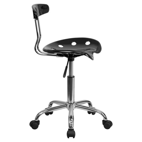Vibrant Black And Chrome Swivel Task Chair With Tractor Seat