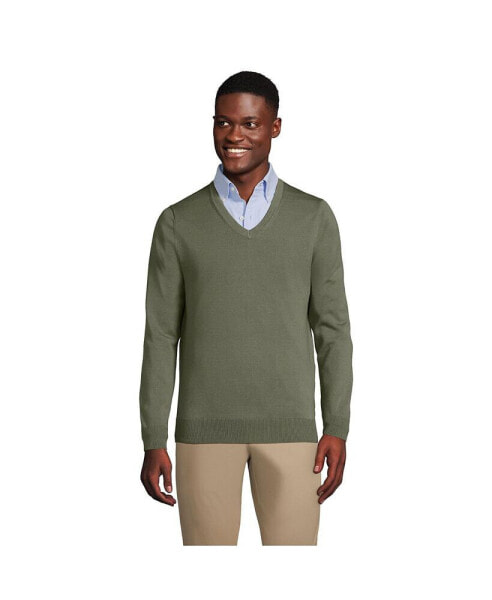 Men's Classic Fit Fine Gauge Supima Cotton V-neck Sweater