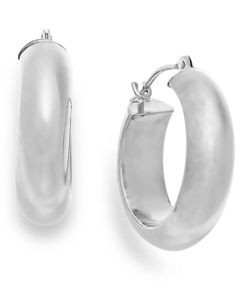 Wide Hoop Earrings in 10k White Gold