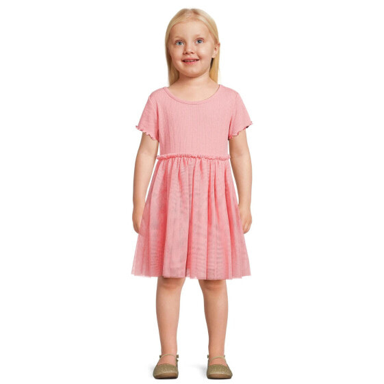 Wonder Nation Tutu Dress Toddler Girl 3T Pink Short Sleeve Pullover Crewneck