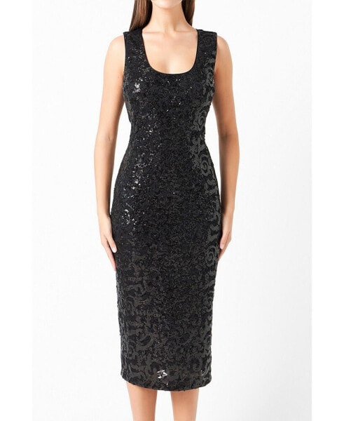 Women's Sequins Crochet Slip Dress