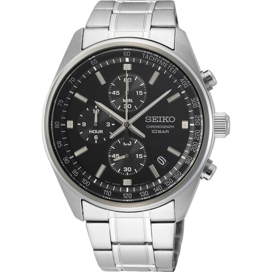 Мужские часы Seiko SSB379P1 Чёрный Серебристый