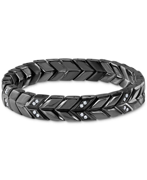 Men's Cubic Zirconia Chevron Link Bracelet in Stainless Steel